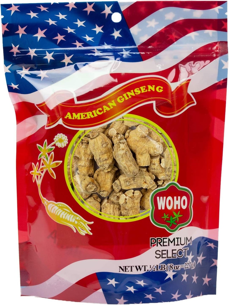 WOHO Short Extra Large American Ginseng Roots 8 oz sac