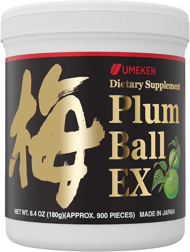 Umeken Plum Ball EX, Extrait concentré avec des antioxydants, acide citrique et mulefural, Supplément quotidien, Extrait de prune vert japonais, 3 mois d'approvisionnement, 6.4oz, 180g bouteille, paquet de 1