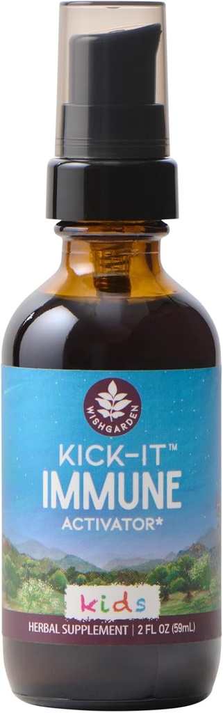 WishJarden Herbs Kick-It Immune for Kids - Supplément de soutien immunitaire pour les enfants, Herbal Immune Defense & Immune Booster avec Echinacea, OSHA, Elder, Rapid Baby and Toddler Immune Support Formula, 2oz
