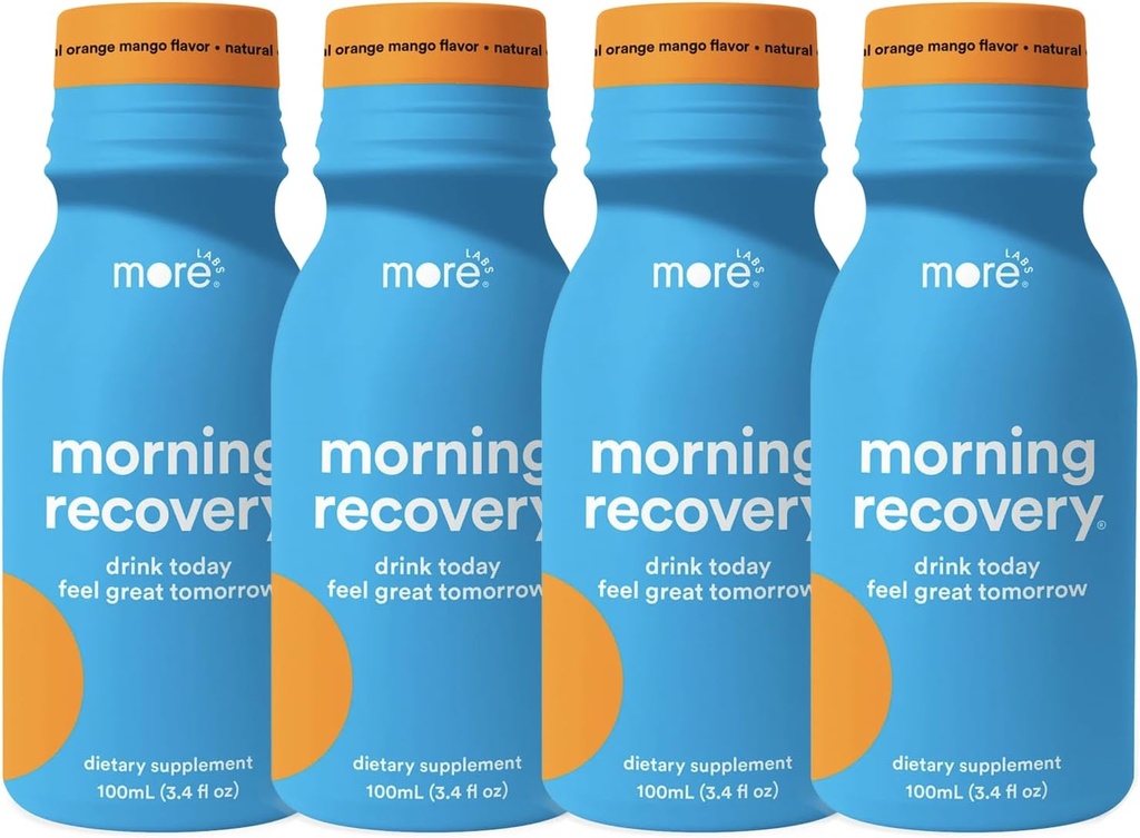 Plus Labs Morning Recovery Orange Mango Flavor Electrolyte & Lait Thistle Buvez 4 Packs d'hydrater pendant la consommation de DHM liquide hautement soluble