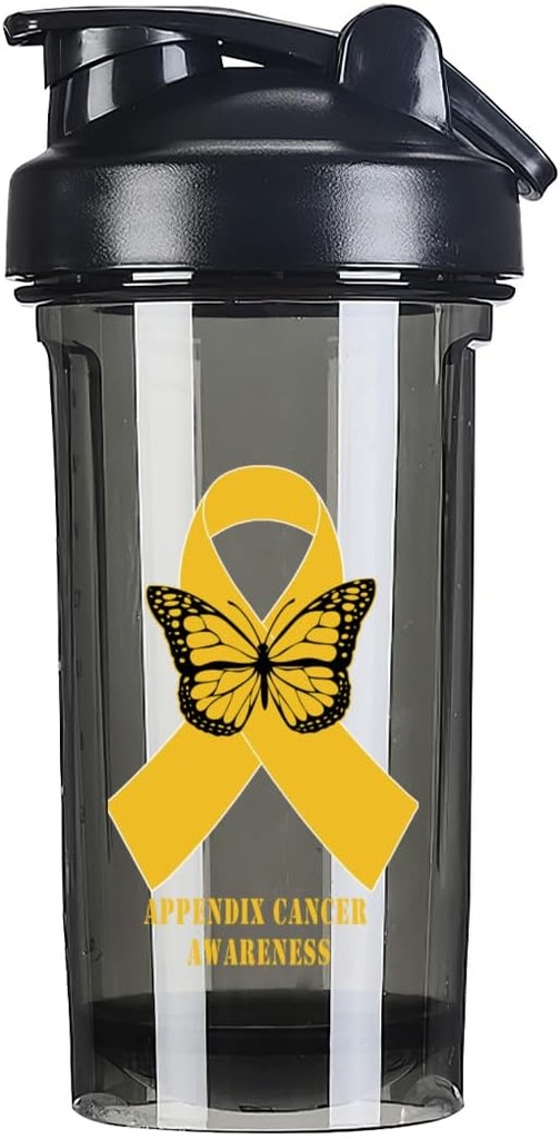 Annexe Sensibilisation au cancer 18 Once Shaker Bouteille Mélangeur Pré-entraînement anti-fuite Les protéines Shakes Remplacement des repas Shakes Bouteille 500ML/18 Oz Noir