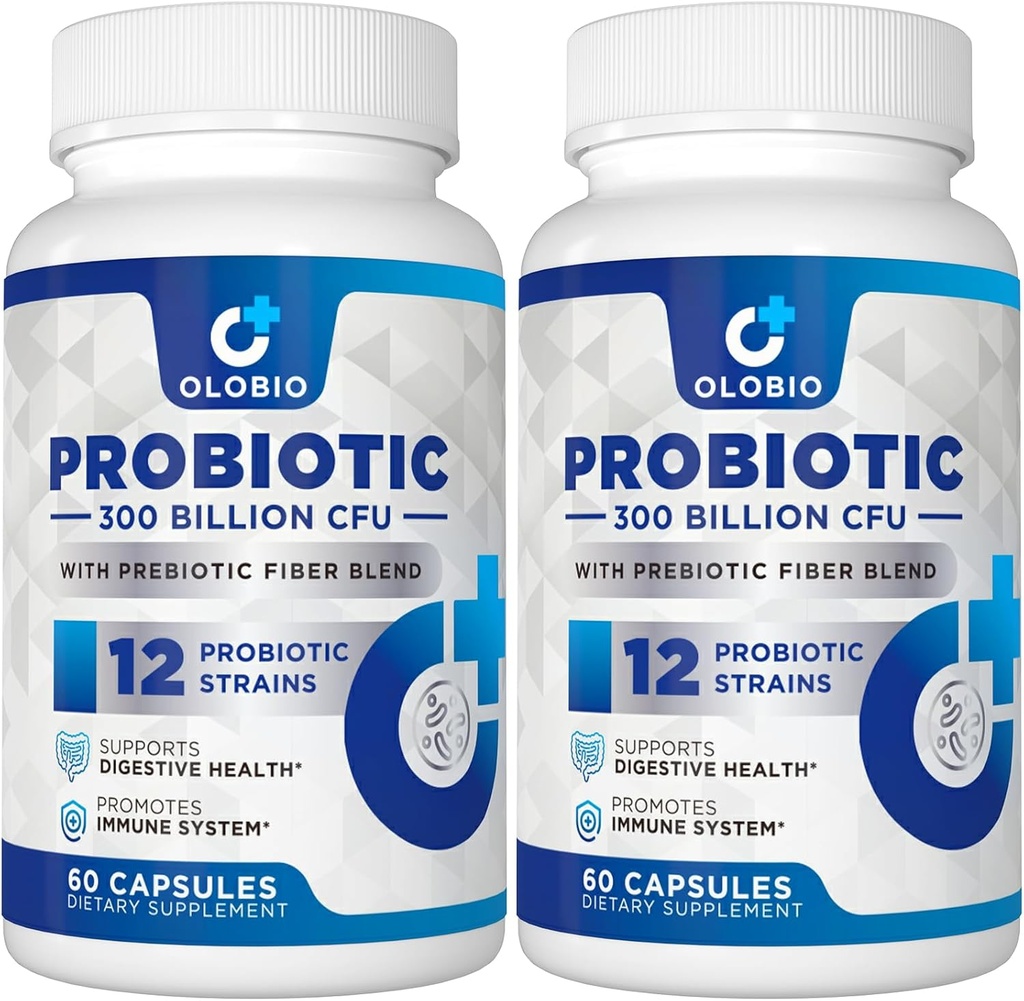 300 Billion CFU Probiotic, 12 Strains with 3 Organic Prebiotics, Probiotics for Women and Men, Daily Supplement for Digestive, Immune, Gut & Bloating Health, Shelf Stable, Vegan, 120 Counts