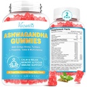 2 Pack Ashwagandha Gummies avec l'énergie d'humeur et le support immunitaire Turmeric GABA, mélange d'arôme de baie 120 Cts
