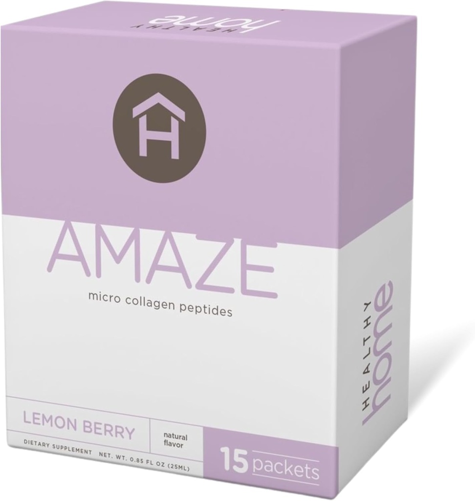 HEALHTY Accueil Amaze Collage Micro collagène Peptides - peau, cheveux, articulations - Collagène marin, acide hyaluronique - 15 portions (Lemon Berry, 1 boîte)
