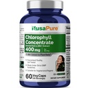 NusaPure Chlorophylle 200:1 Extrait, 400 mg Équivalent à 80 000mg 60 Caps de légumes (Equivalent 80000mg par portion, non OGM, végétalien) Cuivre de sodium Chlorophylline