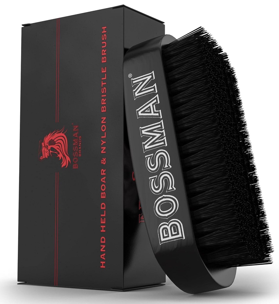 Brosse à barbe Bossman pour homme - Brosse à barbe et à soie en nylon - Brosse démêlante pour l'entretien des barbes et des cheveux