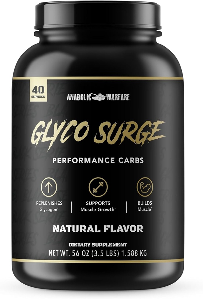 Glyco Surge Glyco Glycogen Supplement Performance Carbes pour aider la croissance musculaire maigre, la récupération après entraînement et l'endurance* (Natural – 40 portions)