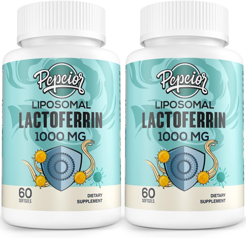 Lactoferrine bovine liposomique 1000 mg - pour l'absorption du fer et la fonction immunitaire Lactoferrine suppléments pour adultes, 60 softgels (2 bouteilles)