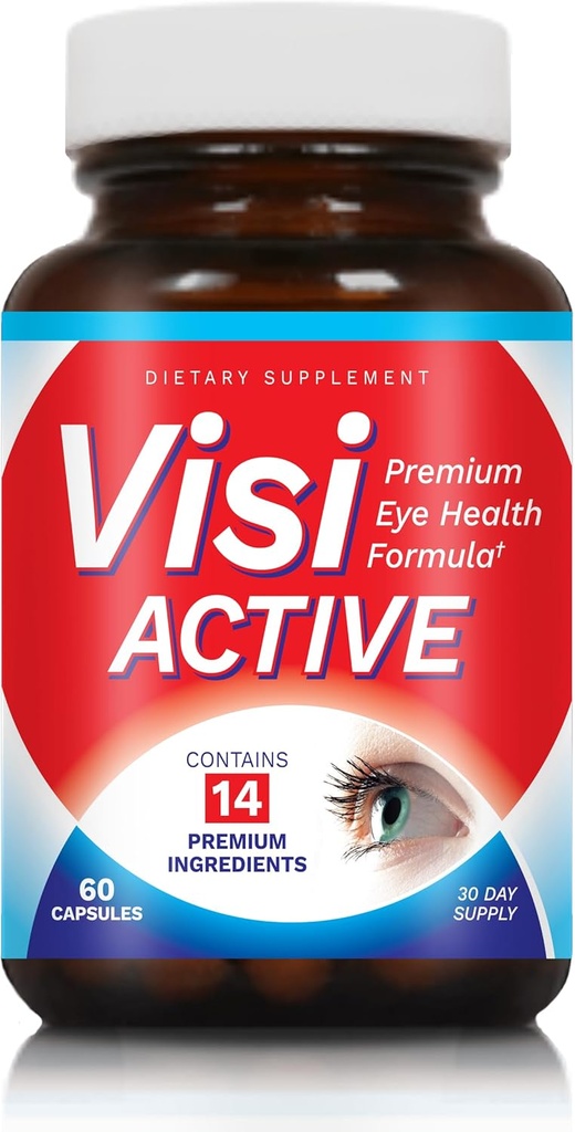 Supplément de soutien de la vision - Formule santé oculaire avec L-Tartrate, resvératrol, Extrait de bleuets, vitamines A, C, D et 11 ingrédients pour le soutien de la vision - 60 capsules/bouteille - 1 emballage