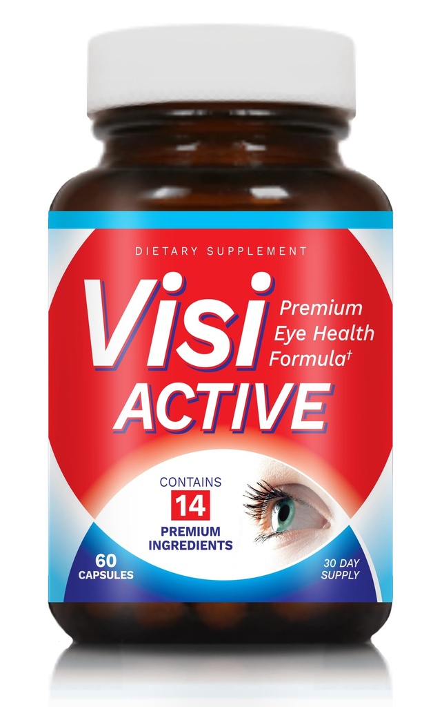 Supplément de soutien de la vision - Formule santé oculaire avec L-Tartrate, resvératrol, Extrait de bleuets, vitamines A, C, D et 11 ingrédients pour le soutien de la vision - 60 capsules/bouteille - 1 emballage
