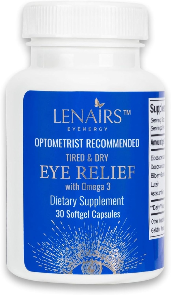 Softgels - Soulagement des yeux fatigués et secs avec Omega 3, EPA & DHA, Bilberry, Lutéine, Astaxanthine, Nutriments essentiels pour la santé des yeux, pour la souche des yeux, Fatigue des yeux numérique, sans gluten