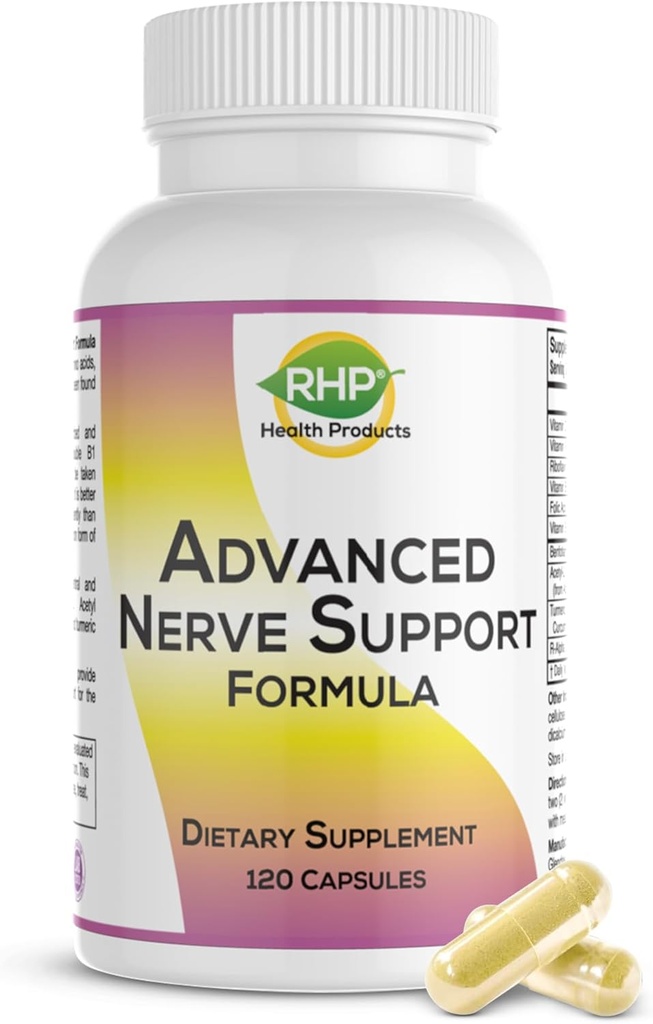 Formule avancée de support Nerve. Supplément de neuropathie périphérique avec acide alpha lipoïque pour la réparation et la fonction nerveuse saine. Formule de dosage maximal, 120 gélules