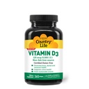 Country Life Vitamine D3 5000 UI – Haute puissance, source non-pois, soutient la santé des os, la fonction immunitaire et l'absorption de calcium – 365 Softgels certifiés sans gluten, approvisionnement à long terme