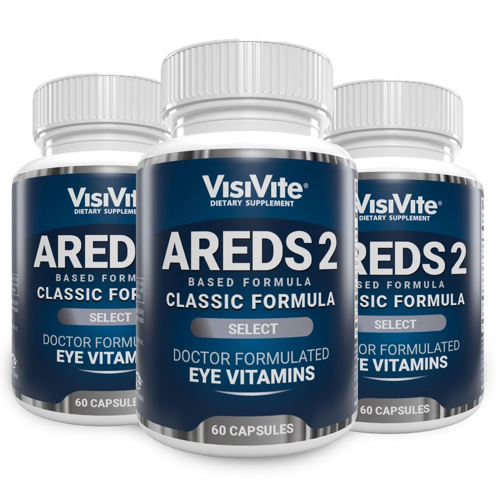 AREDS 2 Select Eye Vitamines for Macular Support - Vitamines for Eyes with Zeaxanthin Plus Lutein Macular Complement - Premium Macular Health Formula - Eye Complements - 60 Capsules - (Pack de 3)