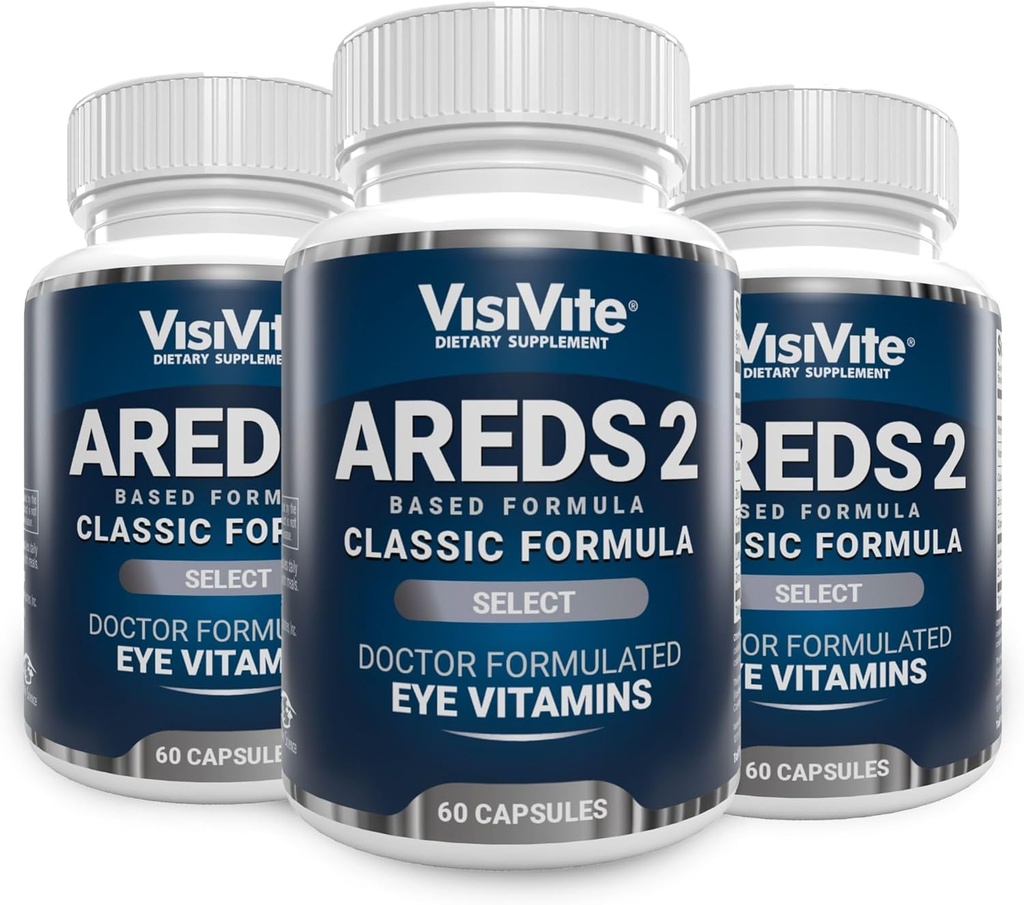AREDS 2 Select Eye Vitamines for Macular Support - Vitamines for Eyes with Zeaxanthin Plus Lutein Macular Complement - Premium Macular Health Formula - Eye Complements - 60 Capsules - (Pack de 3)