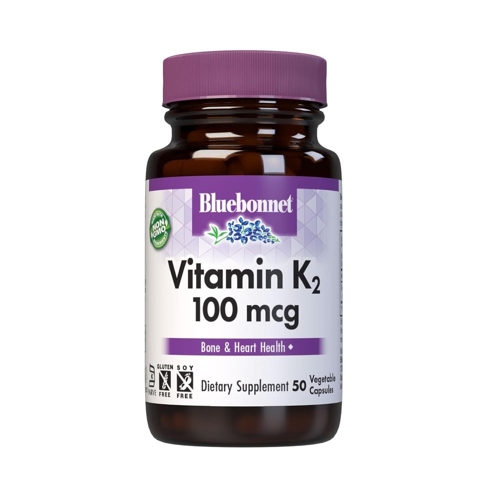 Vitamine K2 (sous forme de ménaquinone-7) (extrait de natto utilisant Bacillus subtilis) 100 mcg. Autres ingrédients: capsules de légumes casher, cellulose végétale, stéarate de magnésium végétal