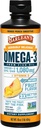 Barlean's Omega 3 supplément liquide d'huile de poisson avec vitamine D pour les hommes et les femmes, Mango Peach, 1080mg EPA et DHA acide gras, 16 oz