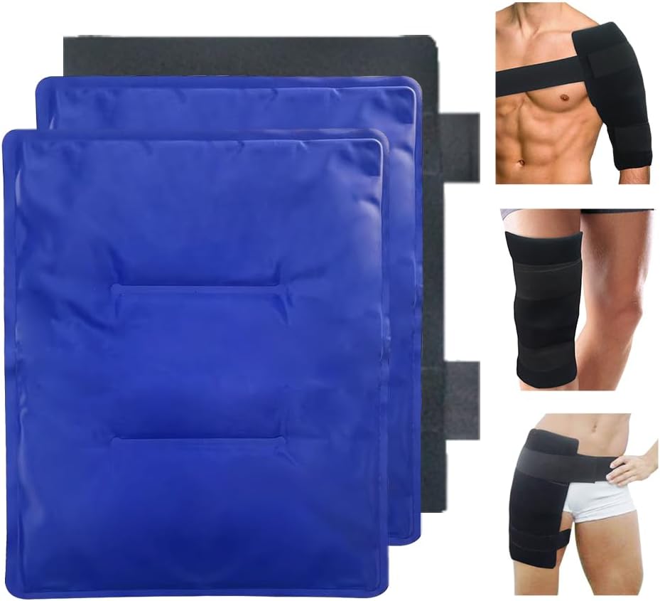 Grand Gel Soft Paquets de glace flexibles pour blessures, congelateur réutilisable Cold Pack, traitement de compression à froid chaud, 2 Packs Gel Pads pour le dos, épaule, genou, hanche, jambe, blessure au bras, 11"x14"