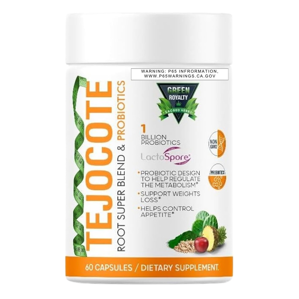 TEJOCOTE Root Super Blend & PROBIOTICS (60Cap) Perte de poids Supplément diététique Premium $ 1 milliard PROBIOTICS $ Soutien Perte de poids $ Aide à contrôler l'appétit - 2 mois d'approvisionnement