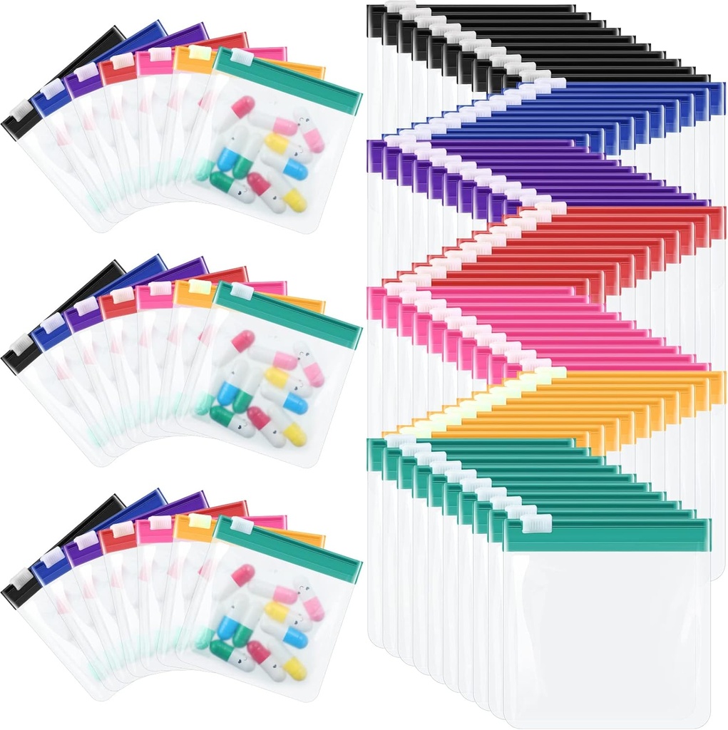 70 Pcs Weekly Pill Pouch Bags Zippered Reusable Medicine Organizer Set Self Sealing Medicine Organizer Travel Pill Bags with Slide Lock for Small Items Storage(Classic)