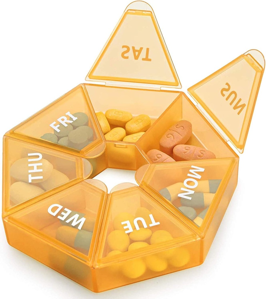 Organisateur hebdomadaire Grande boîte à pilules de 7 jours Organisateur Daily Medicine Case for Vitamine Fish Oil Pills Suppléments Arthrite Friendly