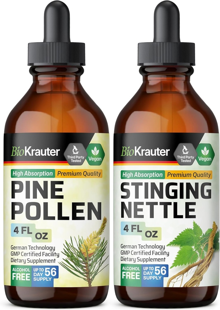 BIO KRAUTER Pine Pollen Teinture 4 Fl. Oz. & Stinging Nettle Teinture 4 Fl. Oz.