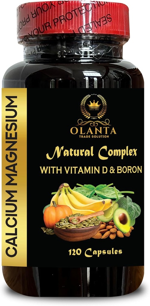 Supplément de magnésium de calcium - Supplément de dents pour adultes, supplément complexe minéral complet avec support nerveux de magnésium de calcium - 1 bouteille 120 capsules