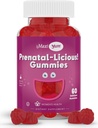 Maxi Santé Gommies prénatales organiques pour femmes - Gummy prénatal aromatisé à la cerise Kosher - Vitamines prénatales pour les femmes avec acide folique et fer pour le développement foetal, 60 Nombre
