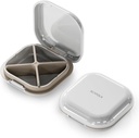 Petite Pill Case, Travel Pill Box, Portable Pill Organizer, Pill Container for Pocket 4 Compartiments, Portable Compact Travel Medicine Holder for Vitamines Medicating (Light Grey)