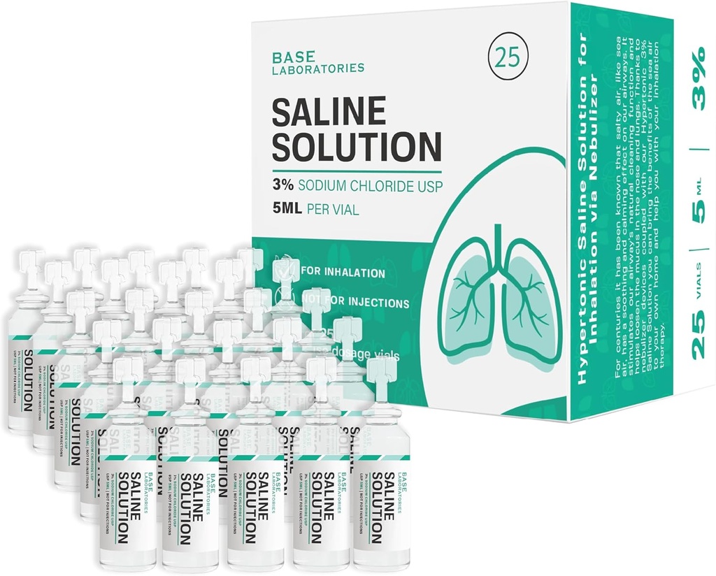 LABORATOIRES DE BASE 3% Solution saline pour la machine à nébuliser Solution saline pour l'inhalation et l'irrigation nasale