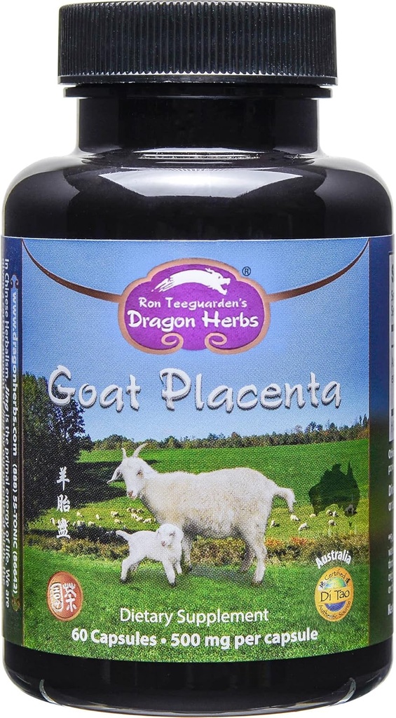 Dragon Herbs - Capsules de placenta de chèvre - 500 mg - 60 Capsules