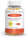 Huile de poisson sans Burpless Gummies avec Omega 3 6 & 9 Plus DHA pour enfants et adultes - Cerveau, Mémoire, Focus et Immunity Booster - Non-OGM, sans gluten, sans gélatine