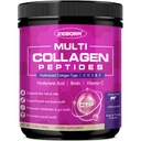 ZEBORA Poudre de Peptides Multi Collagène - Collagène Hydrolysé Type I II III V X avec Acide Hyaluronique, Biotine, Vitamine C - Soutien des articulations de ongles de cheveux de peau, Non-OGM, Non aromatisé, Keto Friendly