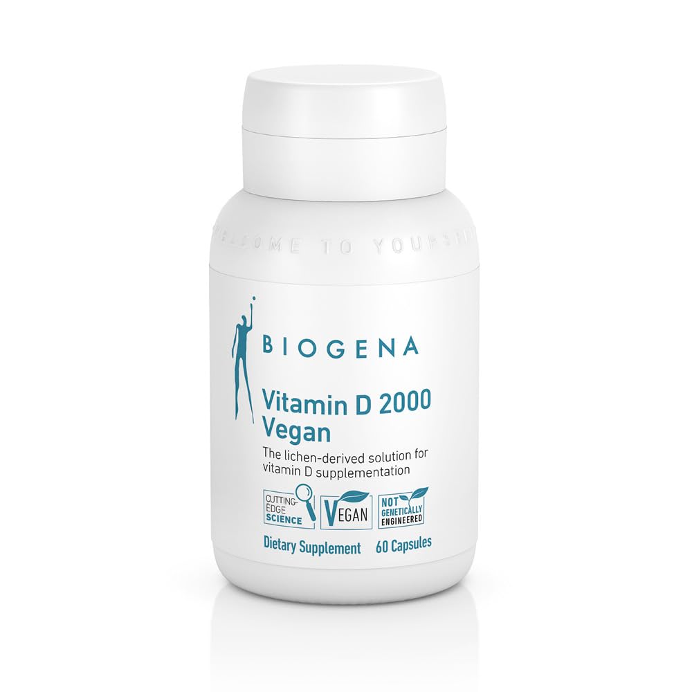 Biogena Formule Vitamine D 2000 Vegan - Supplément Vitamine D3 Sun pour Absorption de calcium, Soutien immunitaire - 60 Capsules**
