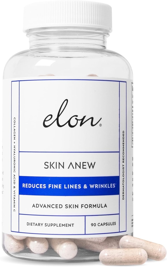 Peau d'Élon Nouveau avec collagène hydrolysé et acide hyaluronique et extrait de graines de raisin et antioxydants.
