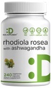 SUPPLÉMENT DE DÉAL Rhodiola Rosea avec Ashwagandha, 240 Capsules de Veggie – Max Strength 10:1 Extrait de racine – Suppléments adaptogènes pour la relaxation, l'énergie et la santé du cerveau* – Non-OGM