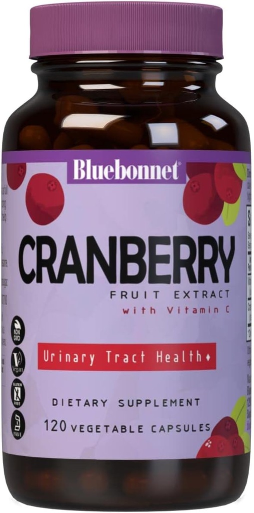 Bluebonnet Nutrition Cranberry Fruit Extract, Urinary Tract Support*, Non-GMO, Kosher-Certified, Vegan, Gluten-Free, Soy-Free, Dairy-Free, 60 Vegetable Capsules, 60 Servings