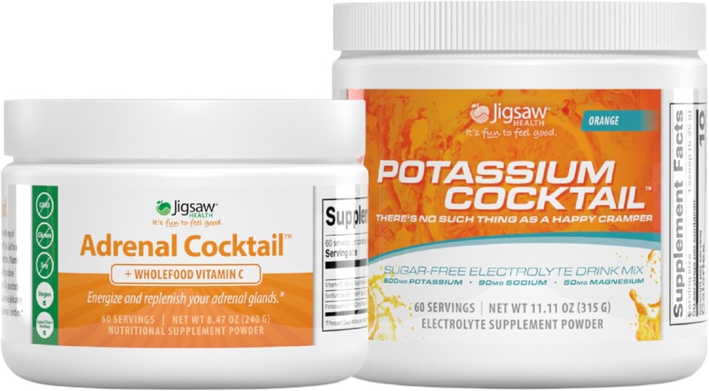 Jigsaw Health Bundle | Adrenal Cocktail, 60 Servings (Jar), and Potassium Cocktail (Orange), 60 Servings (Jar)