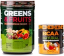 Nutrologie Verts et fruits Superalimentation naturelle, chocolat (30 portions) BCAA Poudre naturelle à base végétale BCAA, saveur de noix de coco orange (30 portions)