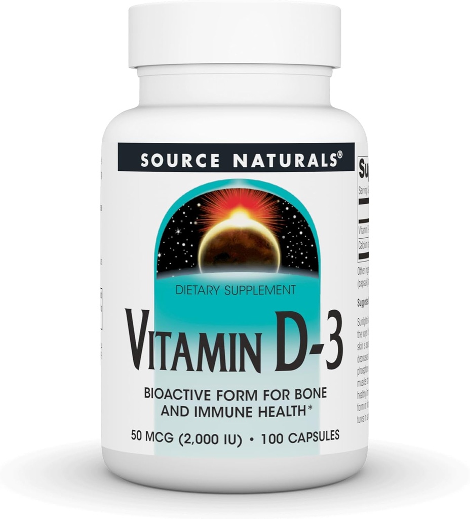 Source Naturals Vitamine D-3 2000 iu soutient la santé osseuse et immunitaire* - 100 capsules
