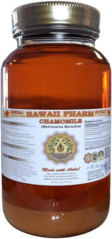 Chamomile Liquid Extract, Organic Chamomile (Matricaria Recutita) Tincture Supplement 32 oz Unfiltered