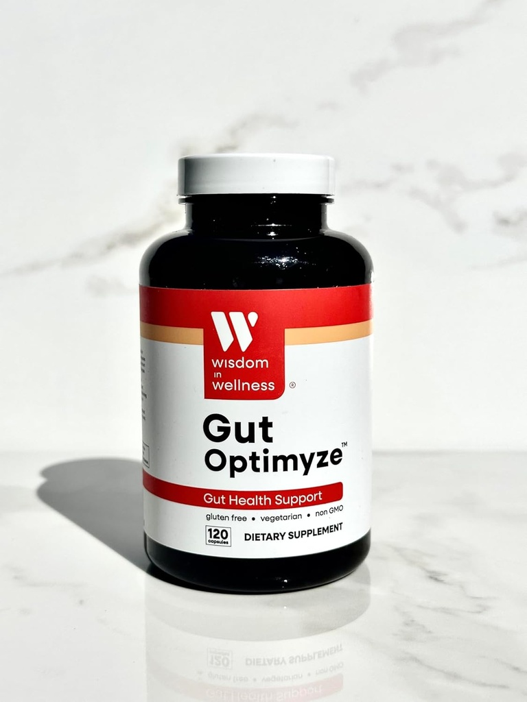 Sagesse dans le bien-être Gut Optimyze - 120 capsules de santé digestive - Vitamines et probiotiques pour la santé de Gut - Complet pour les hommes et les femmes - Pilules de santé de Gut - Probiotiques de Gut santé