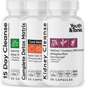 Nettoyez le corps entier 3pk Bundle.com 15 jours Colon Cleanser et système d'alcalinisation avec une matrice de détox complète et de nettoyage du rein pour la santé de l'urine