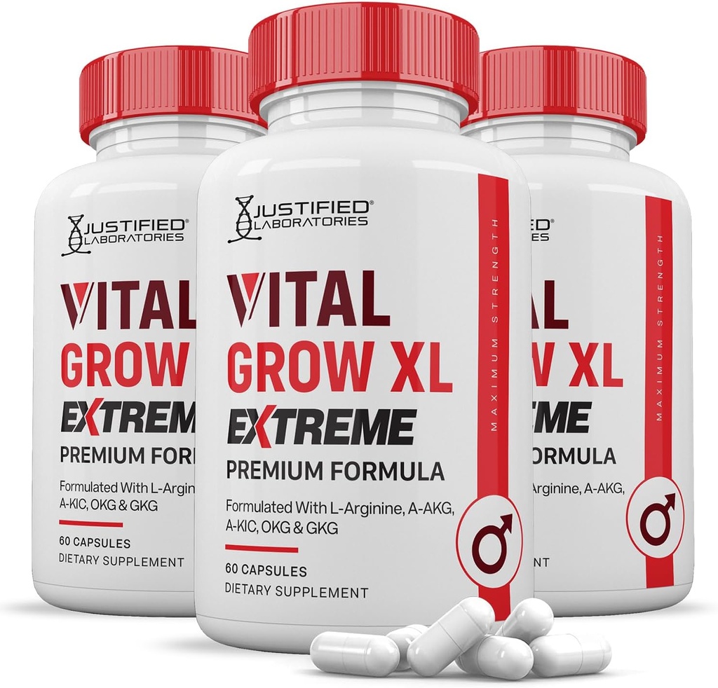 Laboratoires justifiés (3 Pack Vital Grow XL Extreme Pills 1600MG Premium Formula Proprietary Blend pour la santé des hommes 180 Capsules