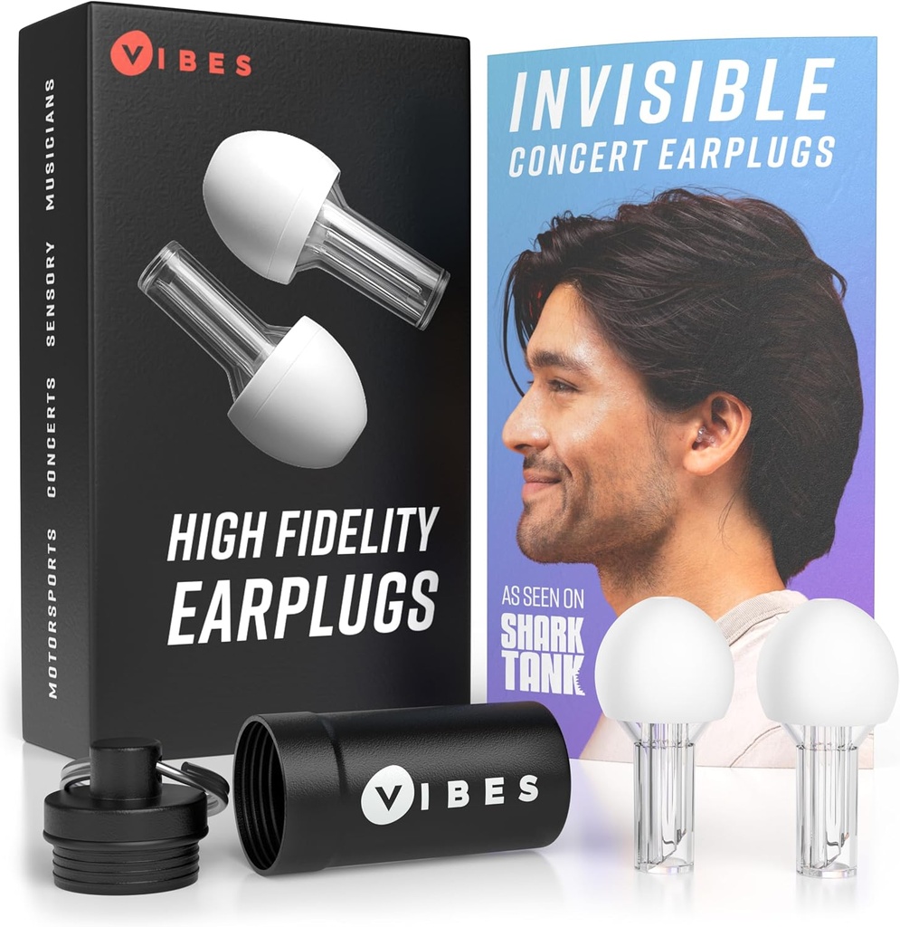 VIBES Plugs d'oreilles de concert haute fidélité – Plugs d'oreille réutilisables pour les concerts, musiciens, raves et événements en direct – Protection auditive confortable pour les environnements bruyants