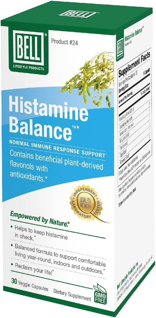 Bell Histamine Balance - Supplément naturel, Optimisation de la réponse immunitaire et maintien d'une respiration saine confort - Un mélange unique, 30 capsules veggie