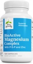 Terry Naturally BioActive Magnésium Complex - Bone & Heart Health Support - Supplément avec la vitamine B6, Zinc & Magnésium - Pyridoxal-5-Phosphate Vegan Capsule Supplément - 120 Capsules