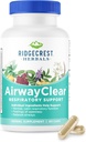 Ridgecrest Herbals AirwayClear, Lung Health and Breathing Support Supplements with Schisandra Fruit, Cassia Bark and Ginger Root, Sinus, Mucus Support, sans gluten (60 capsules végétaliennes, 30 portions)