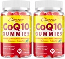 CoQ10 Gummies avec PQQ - 400 MG Coenzyme Q10 haute puissance, amélioré avec des herbes ayurvédiques, mélange de champignons adaptogènes et probiotiques pour le coeur, le cerveau, l'énergie, l'immunité, cerise Flavor, 120 Gummies végétaliens