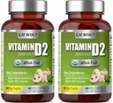Vitamine D2 (2 paquets), 2000 UI (50 mcg), deux ingrédients (Gélule végétalien biologique de champignons entiers organiques), non OGM, 120 jours d'approvisionnement